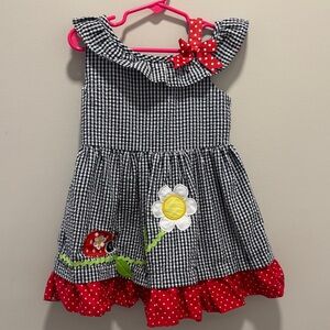 Rare Editions Black Gingham Dress with Red and Yellow Accents